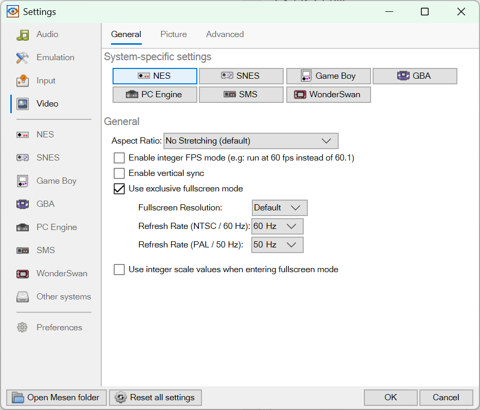 Video:Use exclusive fullscreen mode(獨佔全螢幕)