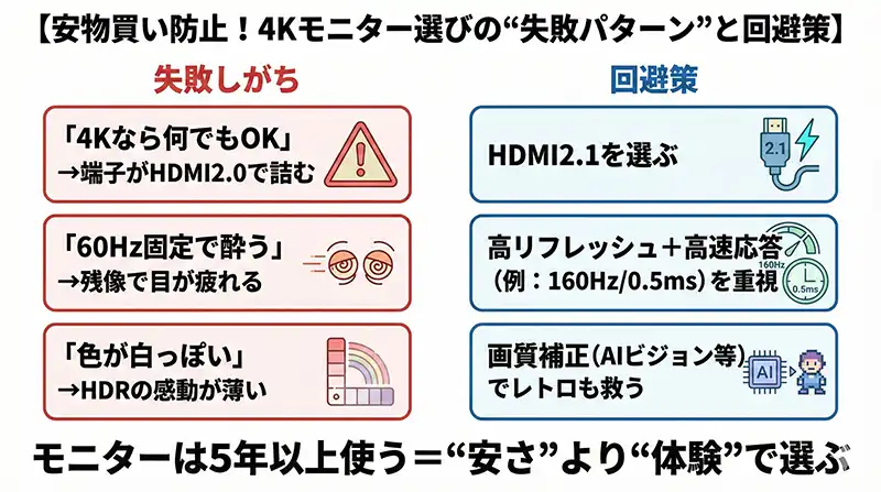 安物買い防止！4Kモニター選びの“失敗パターン”と回避策