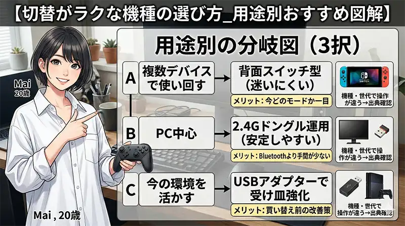 切替がラクな機種の選び方_用途別おすすめ図解