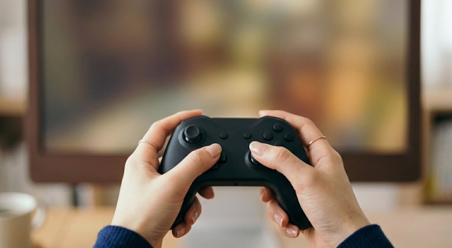 2Dレトロゲーム向けコントローラーを操作する様子