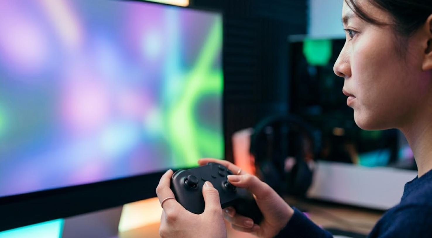 3Dレトロゲームをプレイする様子