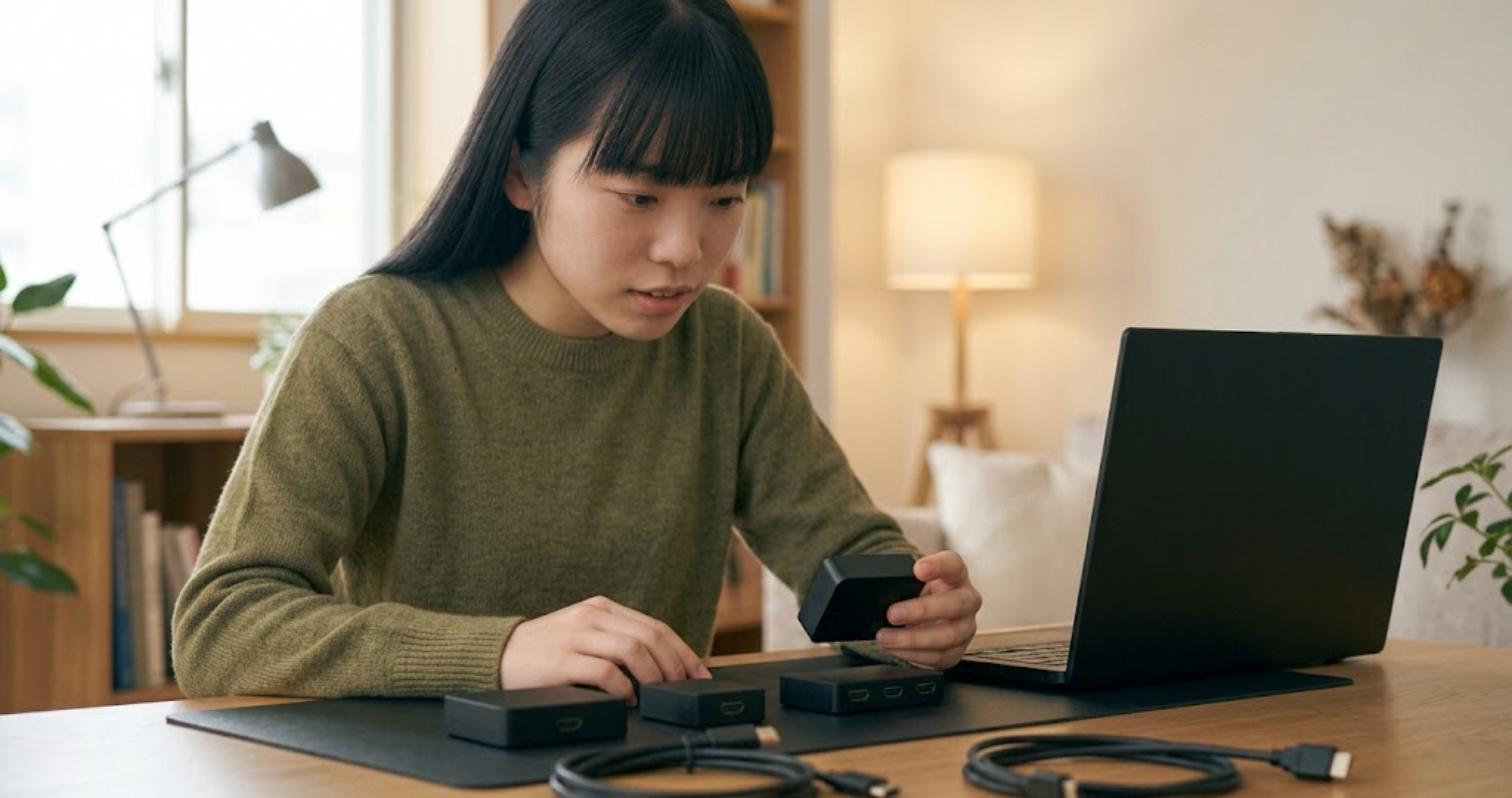 HDMI切替器や変換アダプタを外して直結テストする(モニター 音が出ない 切り分け)