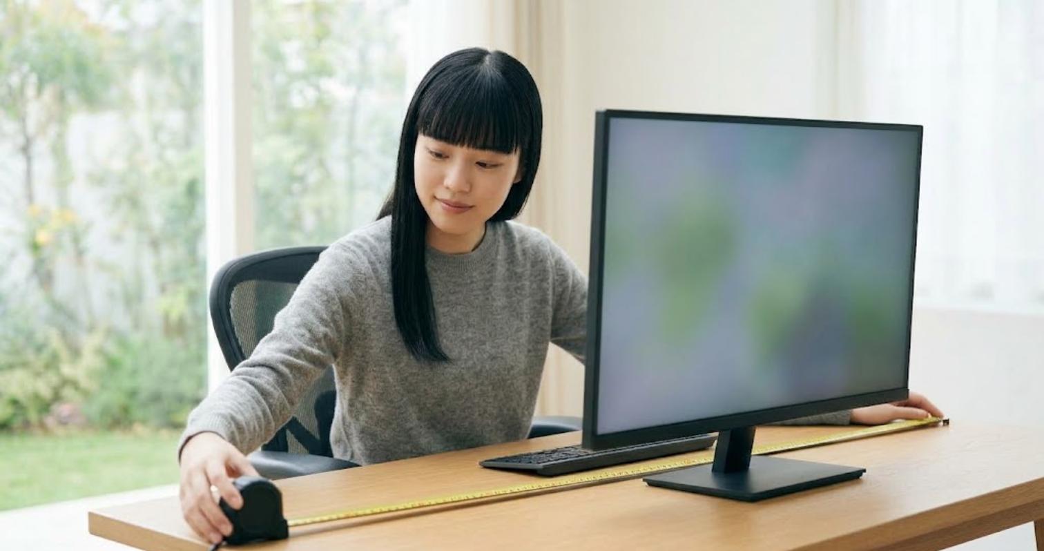机の奥行きを測ってモニターサイズを決める（ゲーミングモニター 5万円 4K）