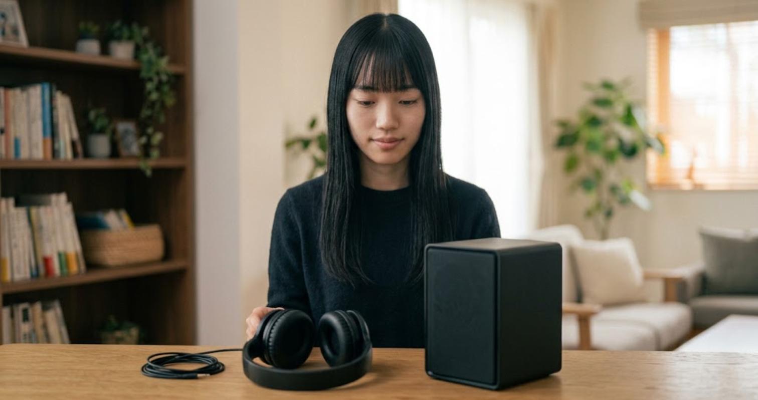 ゲーム用の音の出口をヘッドホンとスピーカーで比較する