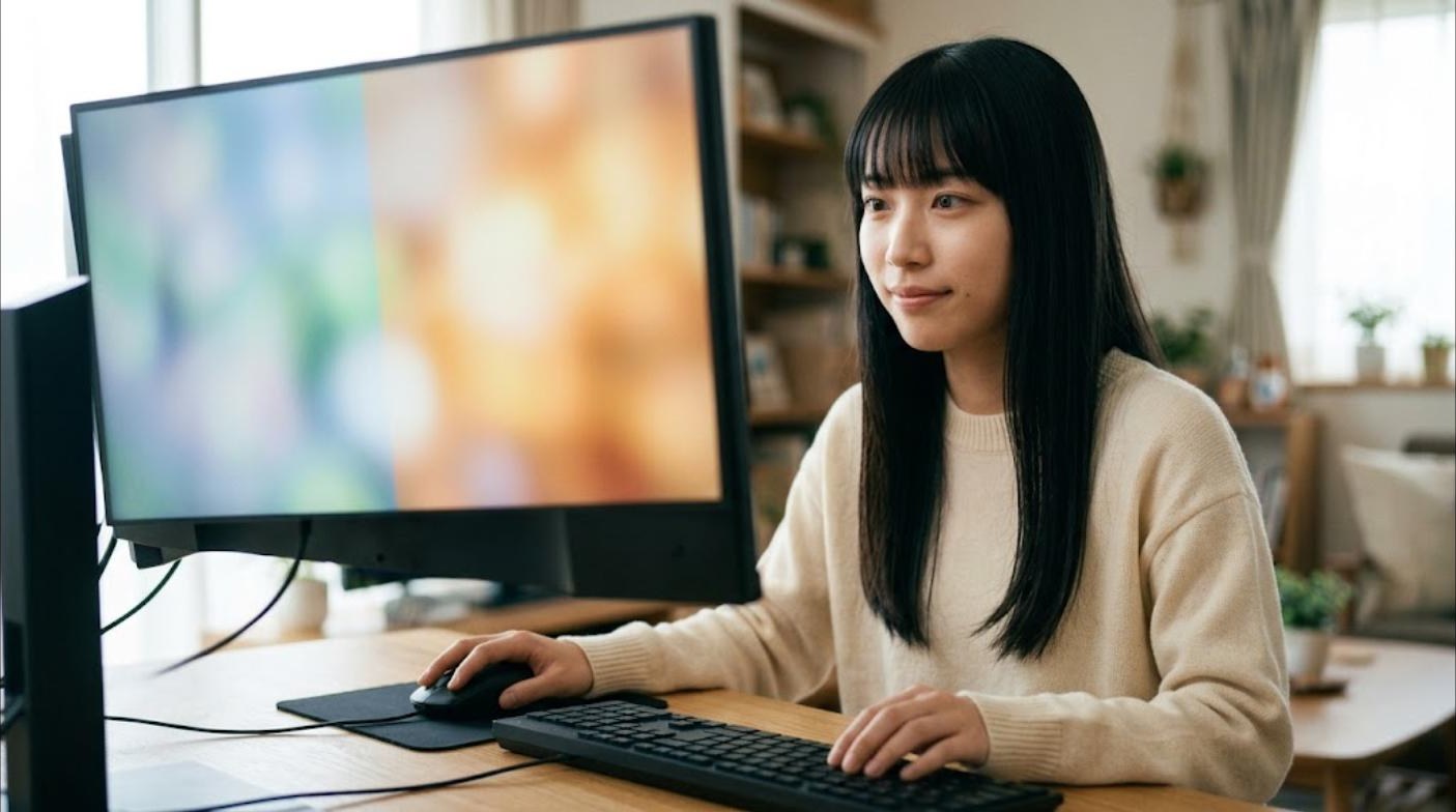 Dolphinのグラフィック設定を調整する女性