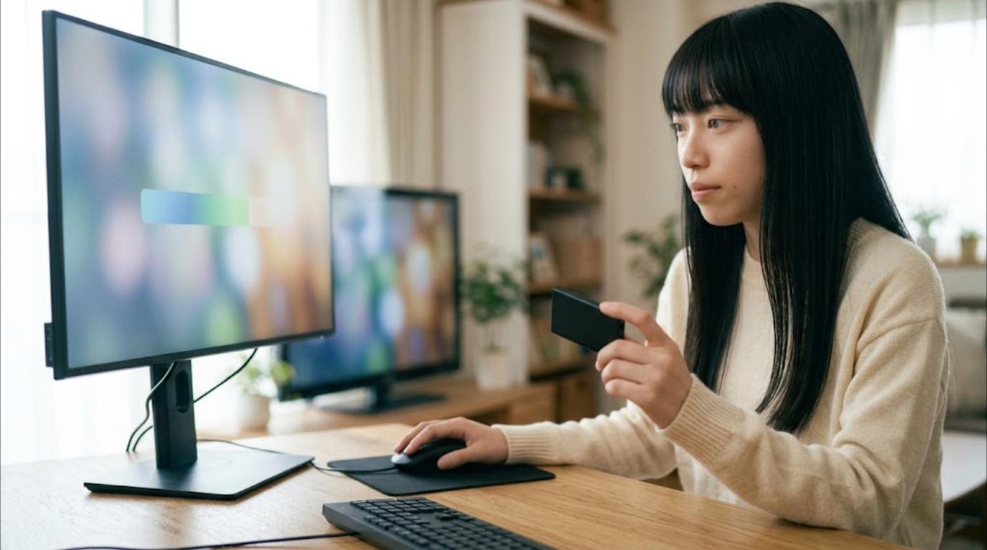 Dolphinのセーブデータをバックアップする女性