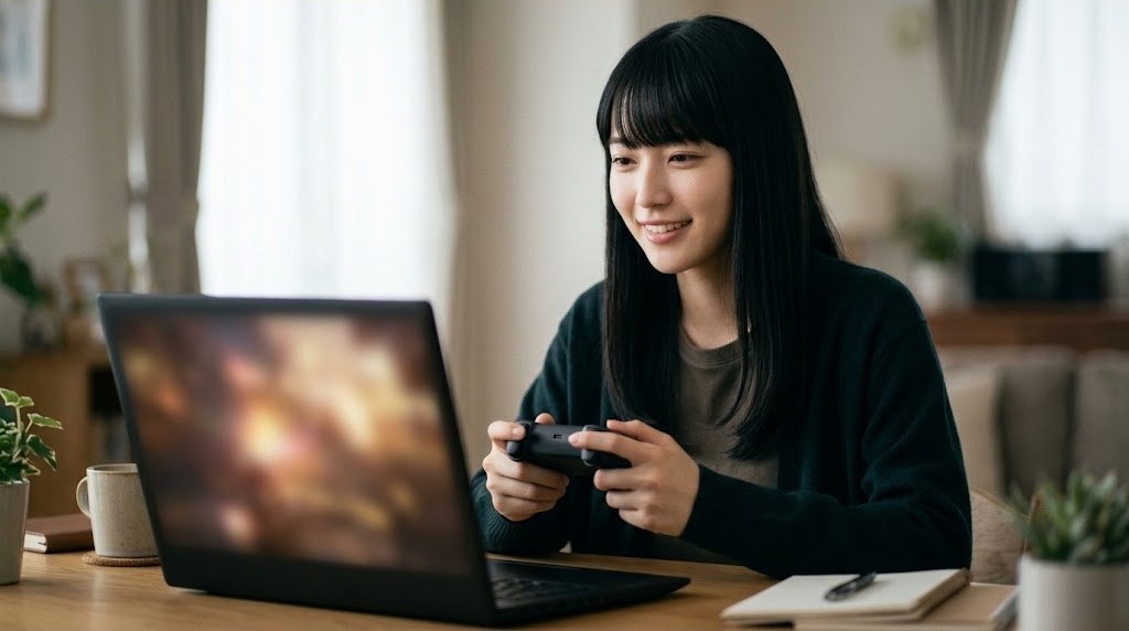 WindowsのパソコンでmGBAを使ってGBAのゲームを遊ぶ様子