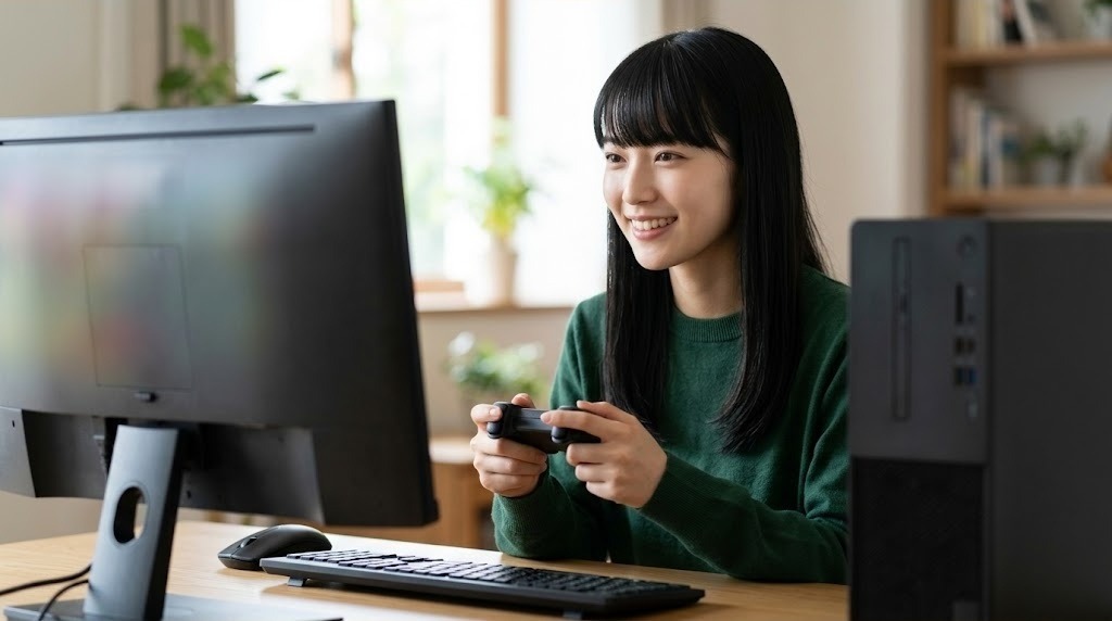 パソコンでGeargrafxを使ってPCエンジンのゲームを遊ぶ様子